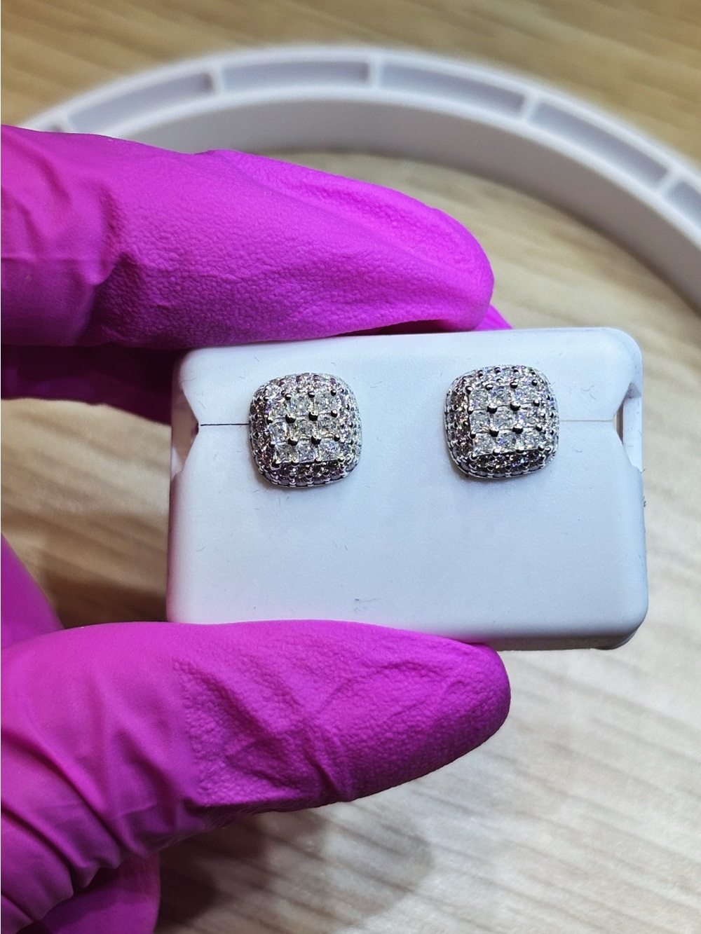 VVS Moissanite Square Cushion Pave' Stud Earrings